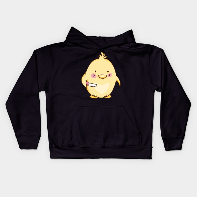 Little Chicken With Knife Kids Hoodie by consigliop